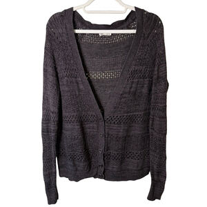 GRG Montreal Elegant Charcoal Knit Cardigan Boho Knit Crochet Size P S